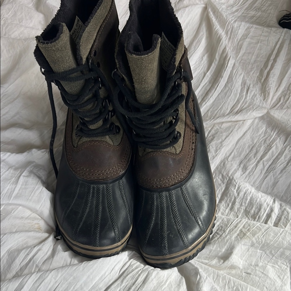 Black and Brown Lace-Up Boots